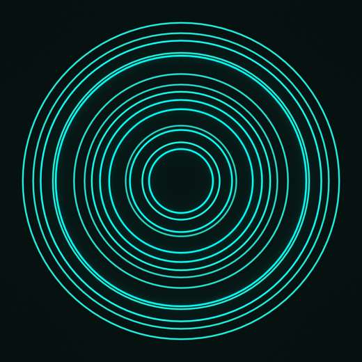 Frequency Rings rendered in Blender 5.2, Signal Dusk