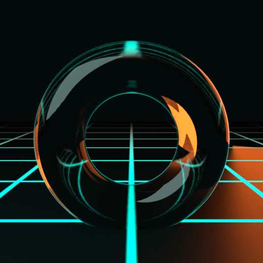 Fresnel Glass Spin rendered in Blender 5.2, Signal Dusk