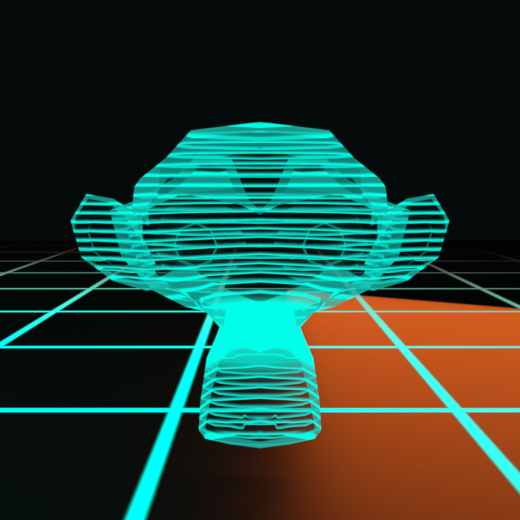 Hologram Scan rendered in Blender 5.2, Signal Dusk